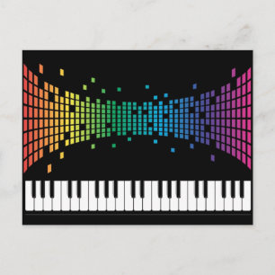 Cartão Postal teclado instrumental para piano de música multicol