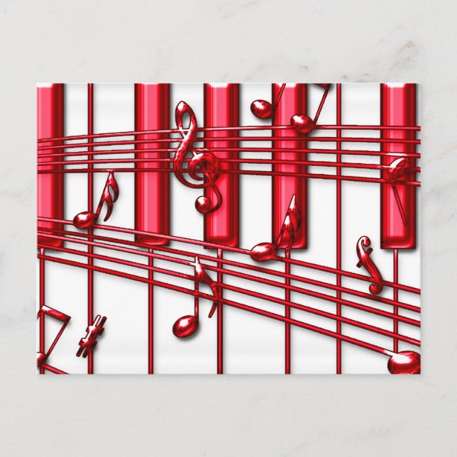 CARTÃO POSTAL TECLADO PIANO VERMELHO (Frente)