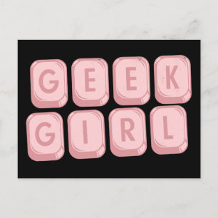 Cartão Postal Teclado Rosa geek