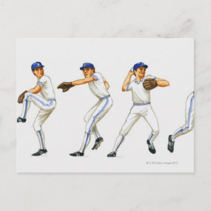 Cartão Postal Técnica de arremesso de baseball, imagem múltipl