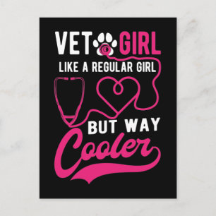 Cartão Postal Técnica Veterinária Garota Ama Animais Veterinária
