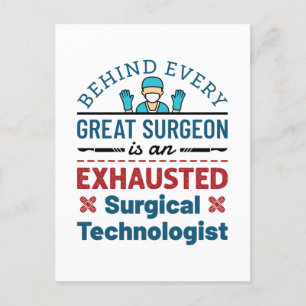 Cartão Postal Tecnologia Cirúrgica Exausta Funny Scrub Tech