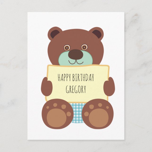 Cartão Postal Teddy Bear Happy Birday (Frente)