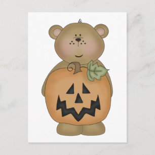 Cartão Postal Teddy Bear Jack O'Lantern