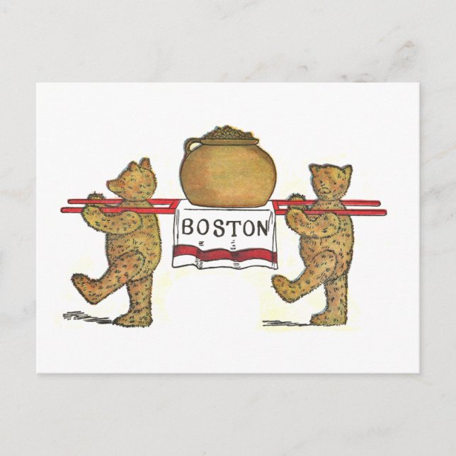 Cartão Postal Teddy Bears e Boston Bean Pote (Frente)