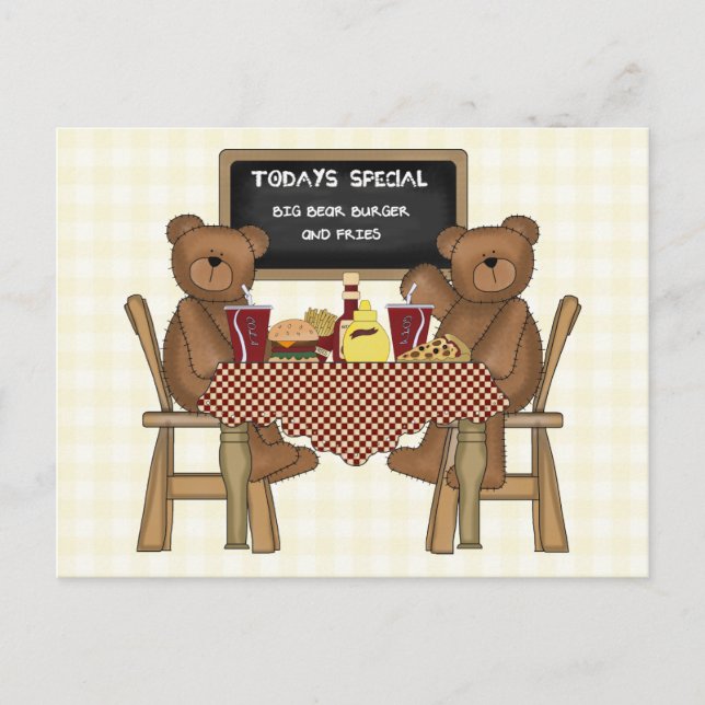 Cartão Postal Teddy Bears Out to Lunch (Frente)
