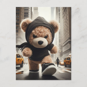 Cartão Postal Teddy Bears Zangado Tempestades NYC