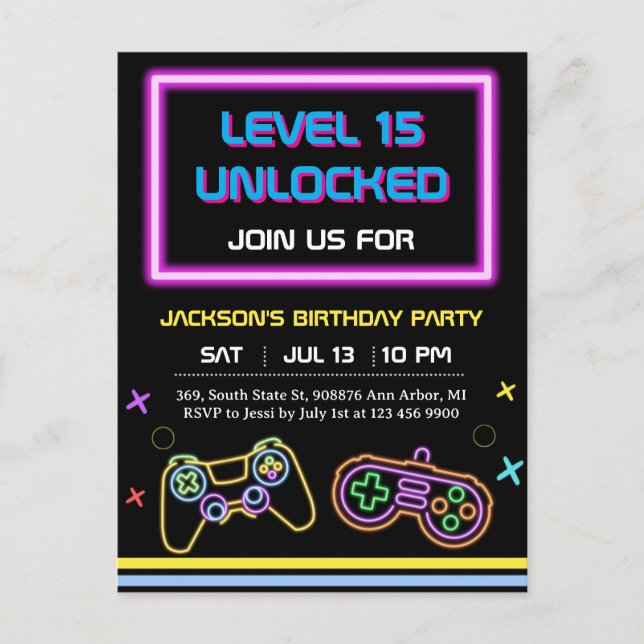 Cartão Postal Teen Gaming Gamer Boy Video Game Player (Frente)