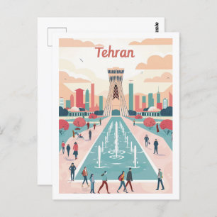 Cartão Postal Teerão Iran Persia Vintage Familiar Viagem