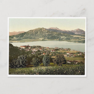 Cartão Postal Tegernsee, visão geral, Upper Bavaria, Alemanha