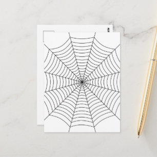 Cartão Postal teia de aranha preta e branca padrão de Halloween