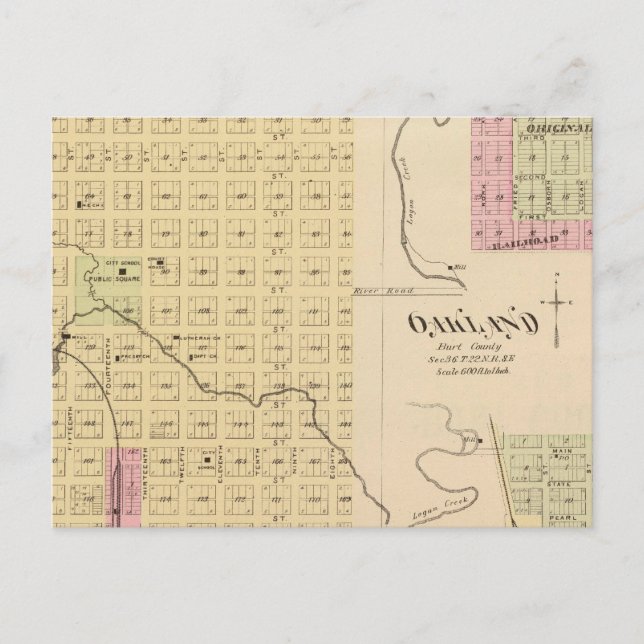 Cartão Postal Tekamah, Oakland e Lyons, Nebraska (Frente)