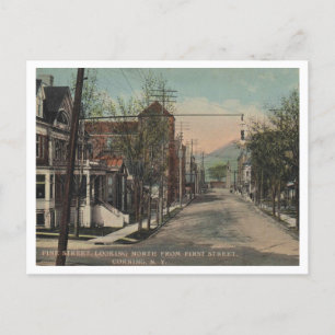Cartão Postal Tela de Corning NY Pine Street View 1908