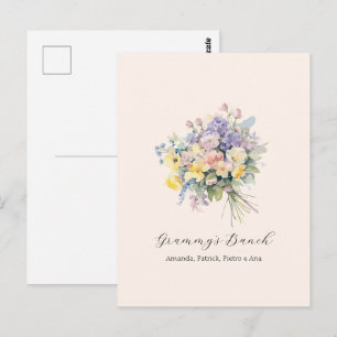 Cartão Postal Tela Personalizada Avó Flor Neto/a