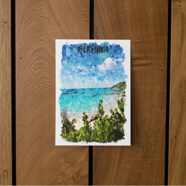Cartão Postal Tela Tropical Mínima das Ilhas Bermudas Caribes (beautiful bermuda islands travel postcard)