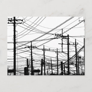 Cartão Postal Telefone Antigo e Linhas de Energia