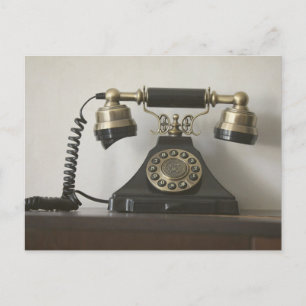 Cartão Postal Telefone Rotary Preto Antigo Latão
