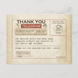 Cartão Postal Telegrama Obrigado cartas pelo casamento