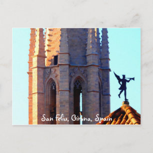 Cartão Postal Telhado da Catedral de Sant Feliu, Girona, Espanha