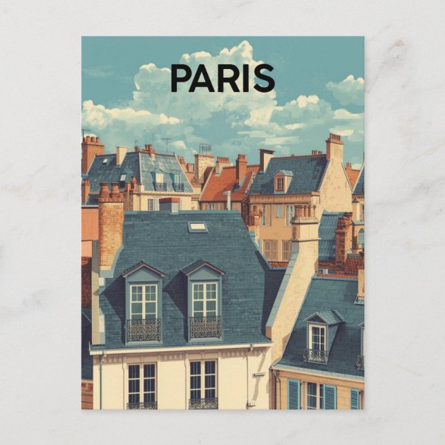 Cartão Postal Telhados de Paris (Frente)
