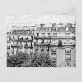 Cartão Postal Telhados de Paris em Preto e Branco