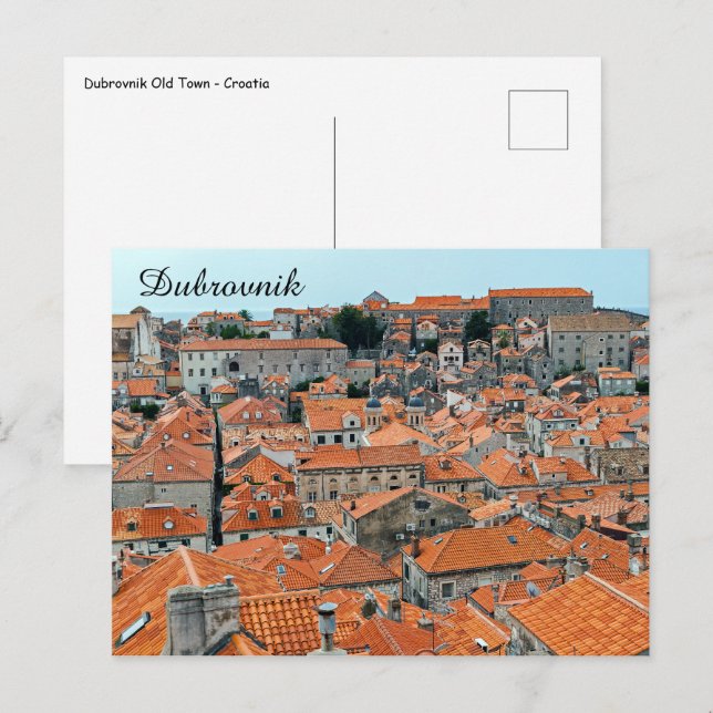 Cartão Postal Telhados Famosos da Cidade Antiga de Dubrovnik - D (Frente/Verso)