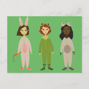 Cartão Postal Tema de amigas de pijama fofas