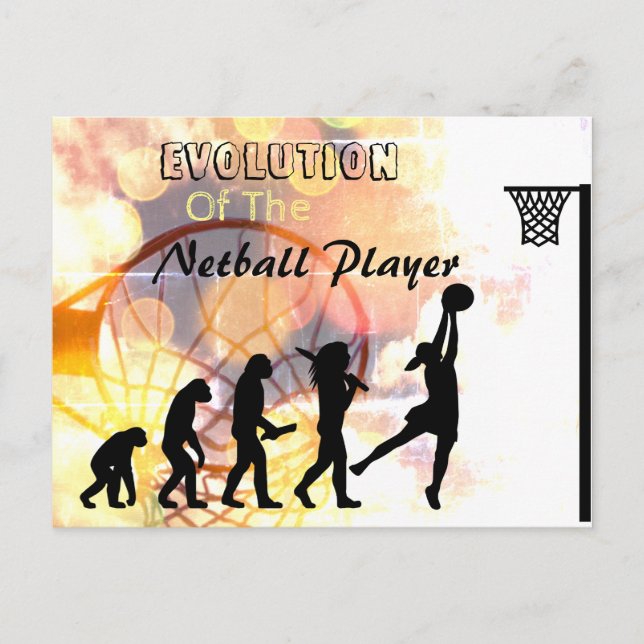 Cartão Postal Tema de Evolução do Netball Player Engraçado (Frente)