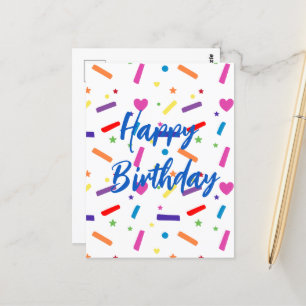 Cartão Postal Tema de Festa de Aniversário com Purpurina Doce