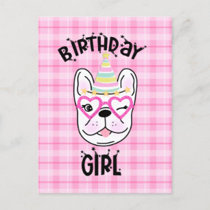 Cartão Postal Tema de festa de aniversário do Bulldog Francês Fr