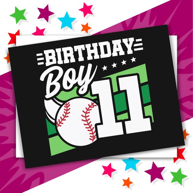 Cartão Postal Tema de Festa de Beisebol para Menino de 11 Anos (Criador carregado)