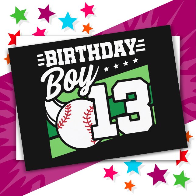 Cartão Postal Tema de Festa de Beisebol para Menino de 13 Anos (Criador carregado)