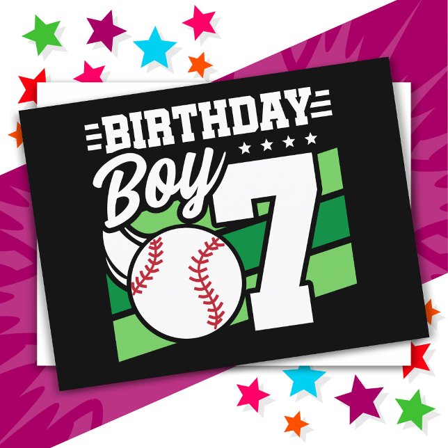 Cartão Postal Tema de Festa de Beisebol para Menino de 7 Anos (Criador carregado)