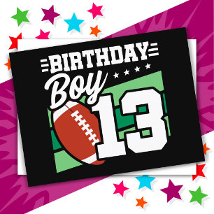 Cartão Postal Tema de Festa de Futebol para 13 Anos Aniversário 