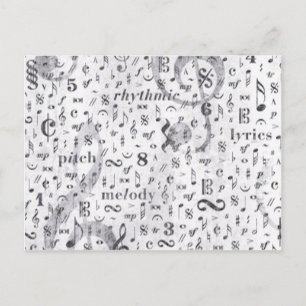 Cartão Postal Tema de Música Padrão de Nota de Música