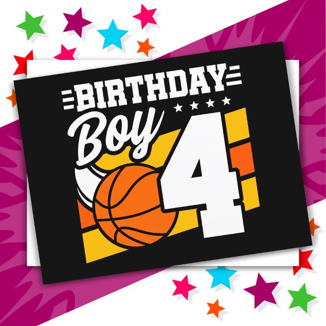 Cartão Postal Tema do 4º Aniversário do Partido de Basquete (Criador carregado)