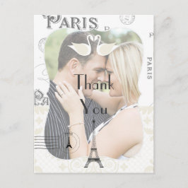 Cartão Postal Tema do Casamento de Paris Obrigado