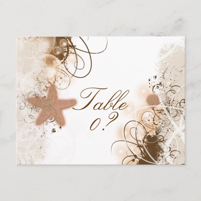 Cartão Postal Tema do casamento em praia - tabela numérica (Frente)