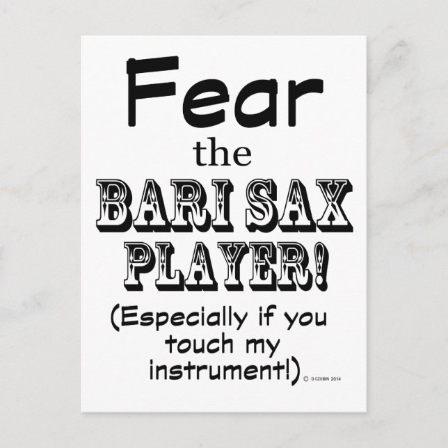 Cartão Postal Tema Do Músico De Sax Bari (Frente)