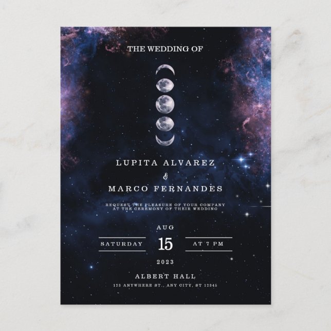 Cartão Postal Tema espacial elegante Astronomia Casamento da Lua (Frente)