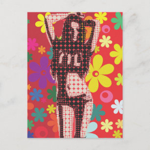 Cartão Postal tema Hippy Flower 60s