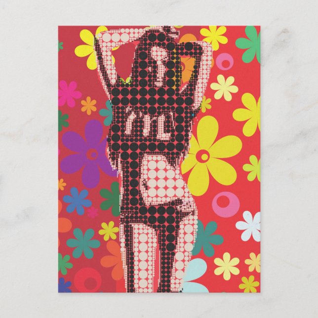 Cartão Postal tema Hippy Flower 60s (Frente)