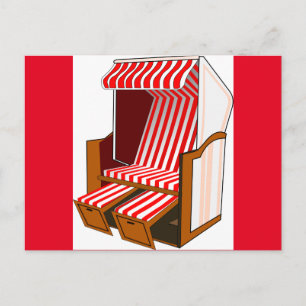 Cartão postal temático de cadeira de praia Vermelh