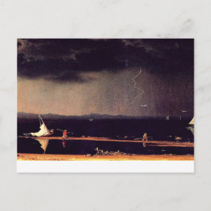 Cartão Postal Tempestade na Baía de Narragansett, belas artes Po