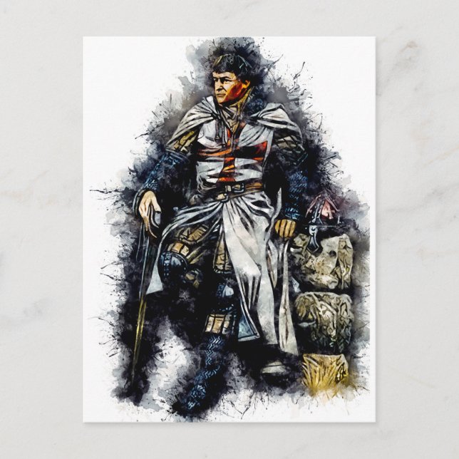 Cartão Postal Templar Knight / O Cruzador / Arte de Aquarela (Frente)