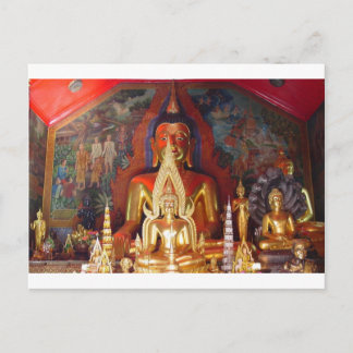 Cartão Postal Templo Budista Chang Mai Tailândia Dourado Buda
