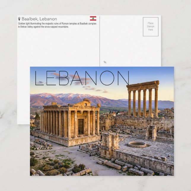 Cartão Postal Templo de Baco, Baalbek, Líbano Viagem  (Frente/Verso)