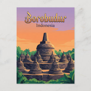 Cartão Postal Templo de Borobudur Indonésia