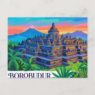 Cartão Postal Templo de Borobudur Indonésia