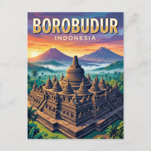 Cartão Postal Templo de Borobudur Indonésia